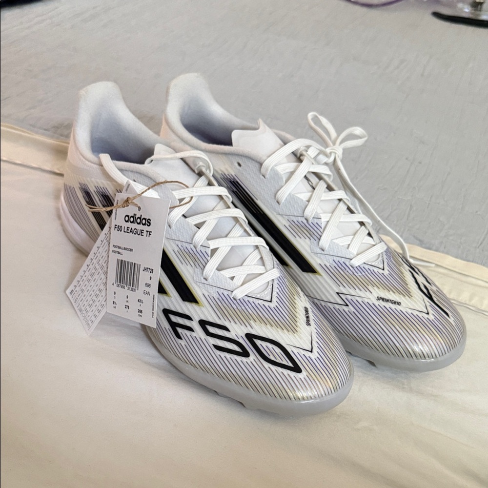 Adidas F50 League TF White and Black Soccer Shoes